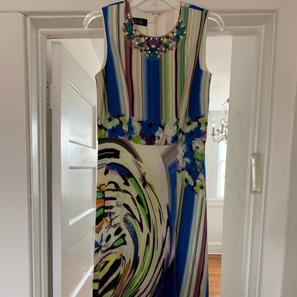 Teri Jon sleeveless jeweled neck Dress